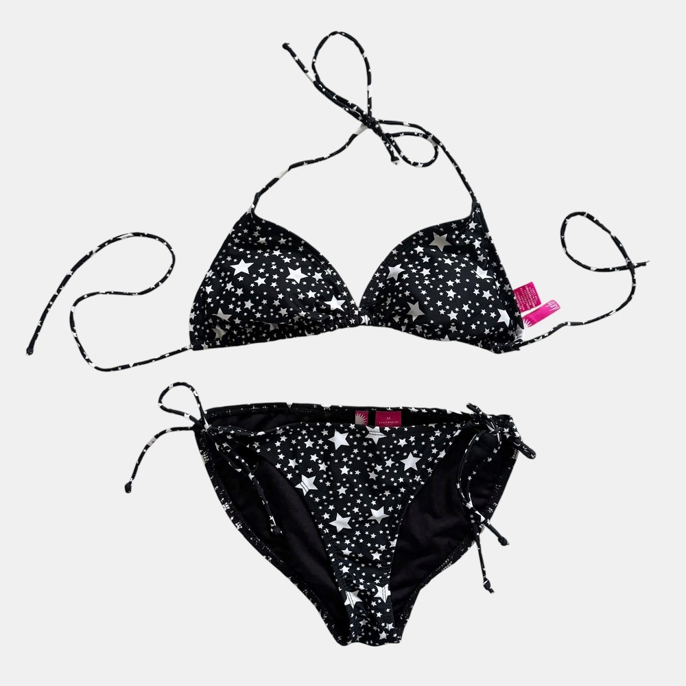 Deb Vintage Y2K Triangle Bikini Set Halter Tie Small Med Star celestial coquette
